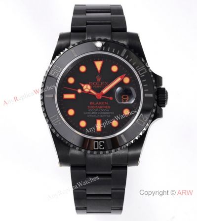 Swiss Grade Rolex Submariner Blaken IPK 2824 Men Watch Orange Markers